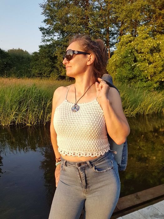Top letni halter handmade szydełko