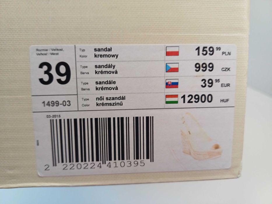 LASOCKI sandały klapki r. 39-40 skóra _ koturn platforma słupek