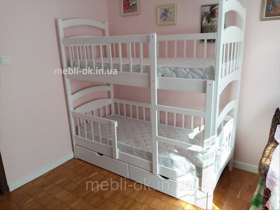 Двухъярусная кровать Карина Люкс Усиленная из дерева с бортиками снизу