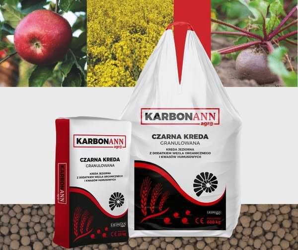 Czarna kreda jeziorna Karbonann bigbag 600kg worki 20kg wapno humusowe