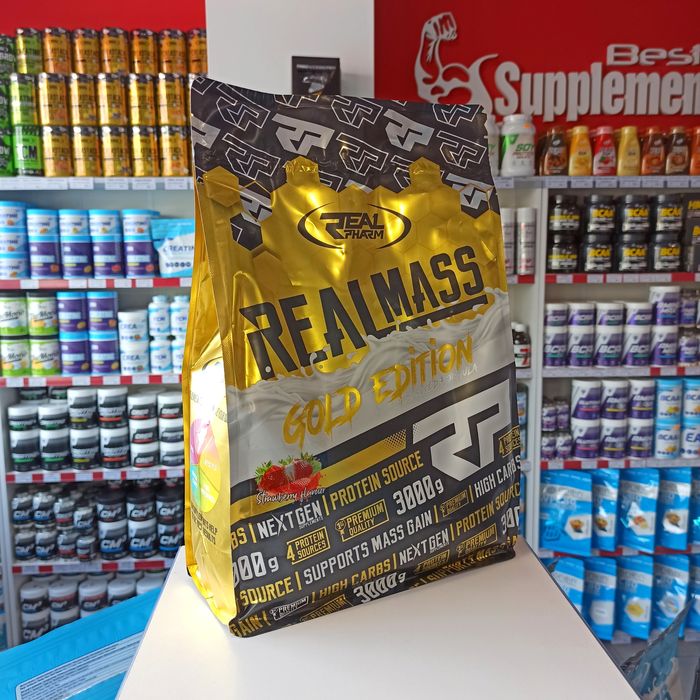 Real Pharm Real Mass 3000g Gainer Odżywka na Mase truskawkowy