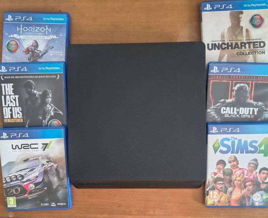 Ps4 slim + Sony Playstation Câmera Ps4 + 6 jogos + 1 comando