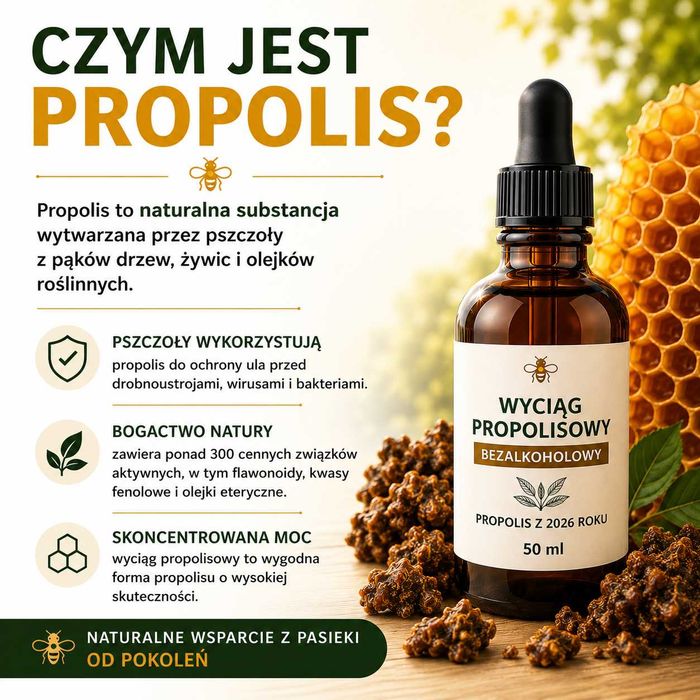 PROPOLIS z 2026r WYCIĄG EKSTRAKT PROPOLISOWY 40% bezalkoholowy  50ml