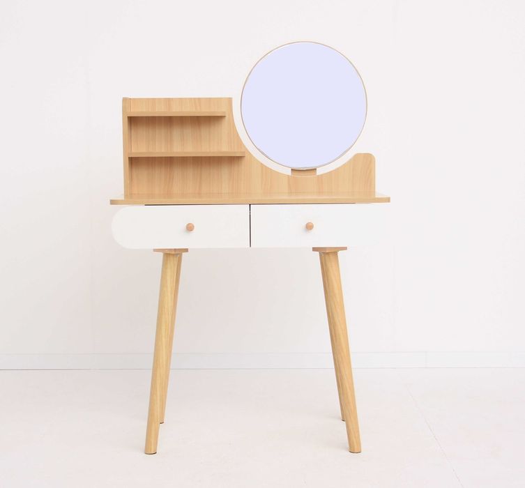 Biurko Toaletka z Lustrem Konsolka Kosmetyczka Skandyna Stolik Makeup