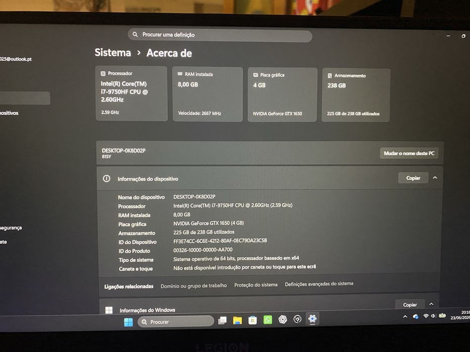 Lenovo Legion Y540 – i7 | GTX 1650 | Excelente Estado
