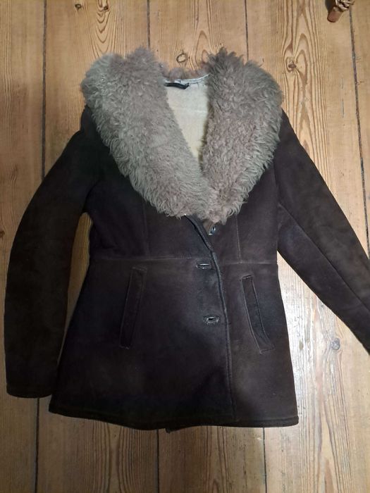 Skórzany płaszcz/kożuch