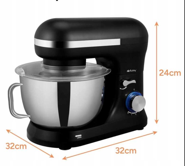 NOWY Robot Planetarny Kuchenny Mikser Wielofunkcyjny Do Ciasta Czarny