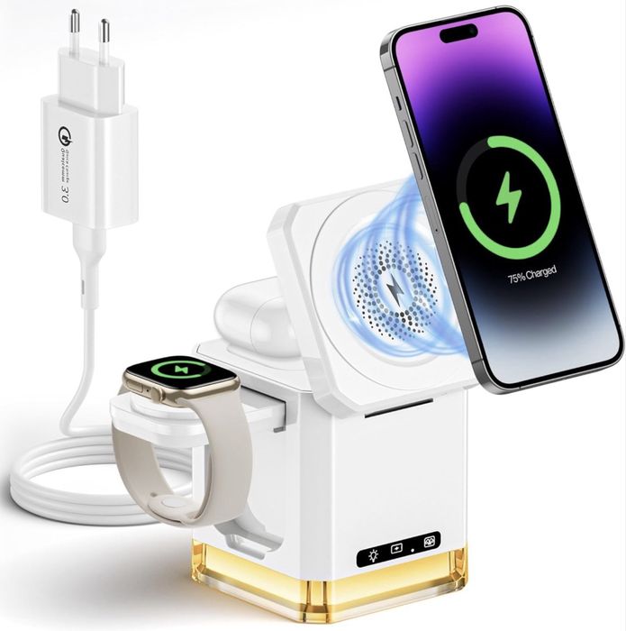 4 in 1 Charging Station for Apple Watch and iPhone, 15W Mag-Safe