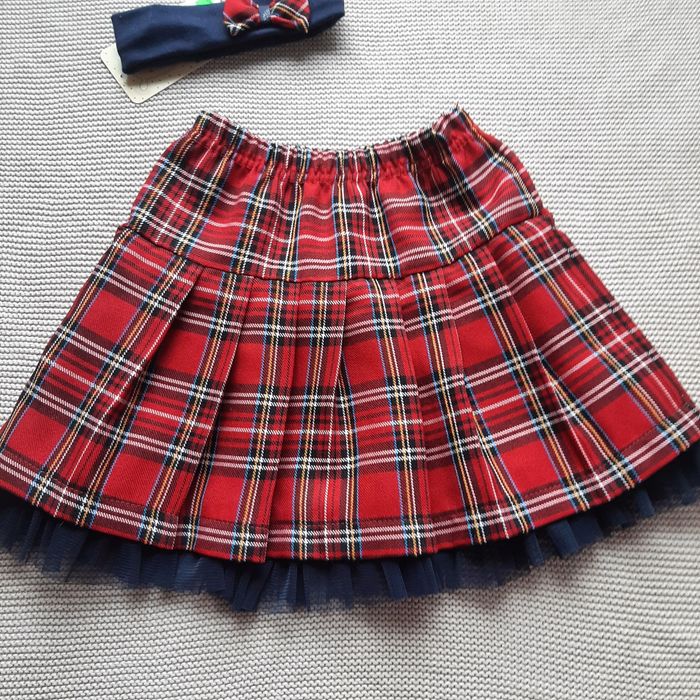 Spódnica święta Krata czerwona plisa 98