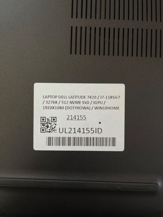 Laptip DELL Latitude 7420 I7-1185G7 32GB RAM 512GB NVME SSD