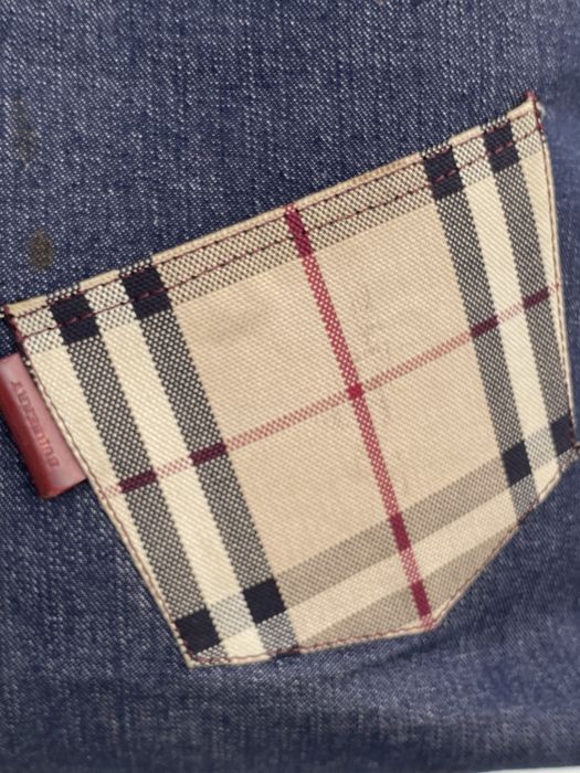 Burberry Lola Bucket Bag - Blue Denim & Leather with Check Pocket