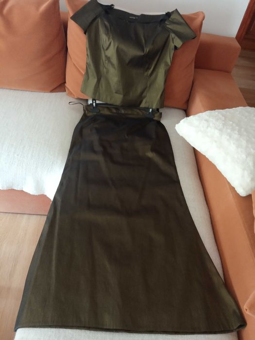 Spódnica i bluzka butelkowa zieleń metalic rozm.38/40