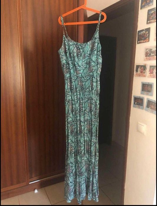 Vestido comprido com estampa natureza