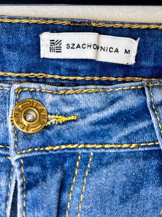 jeansowe spodnie rurki z wysokim stanem