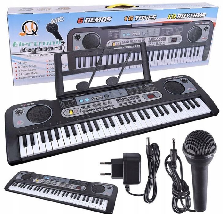 Keyboard Organy Pianino Do Nauki 61 Klawiszy Mikrofon Prezent Dzieci