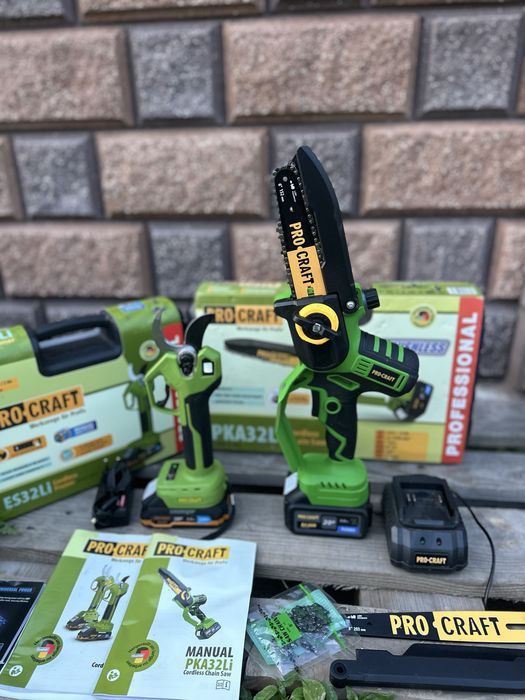 Акумуляторний садовий набір Procraft пилка Pka 32 + секатор  Es 32