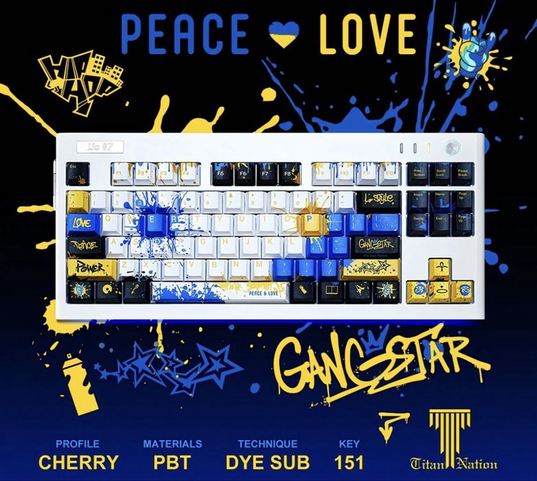 Кейкапи Titan Nation Graffiti (Peace Love) PBT Cherry Profile 151 шт