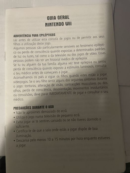Folheto Nintendo Wii