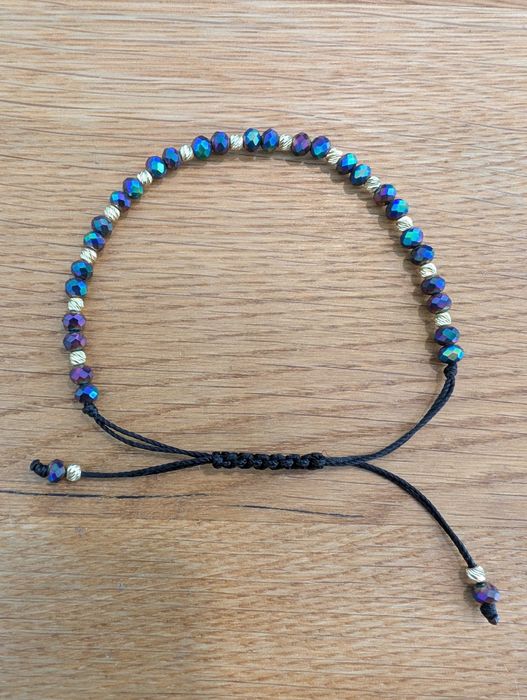 Złota bransoletka sznurkowa 585, Handmade, Holo, Prezent