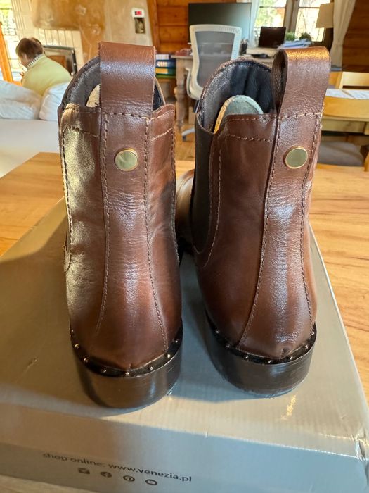 Botki sztyblety - skóra naturalna - 41 Venezia- OKAZJA
