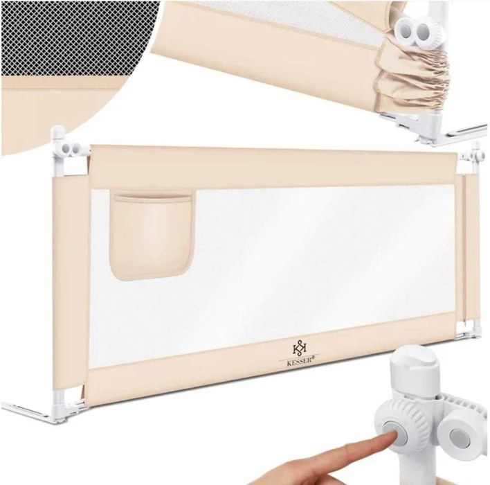 Barierka ochronna do łóżka dziecięcego KESSER® | Beżowy | 150 cm