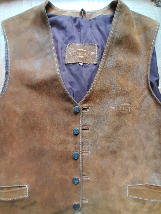 Kamizelka męska DALLAS  - rozm. XXL, naturalna skóra