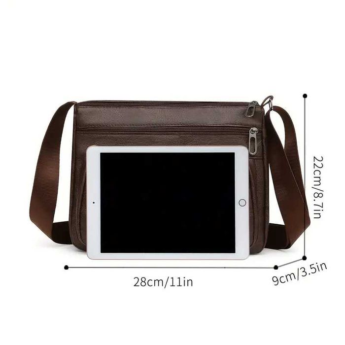 Bolsa ombro masculina - Castanha 28x22x9cm NOVO