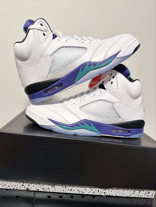 Оригінал Кросівки Air Jordan 5 Retro OG Grape Джордан білі шкіряні
