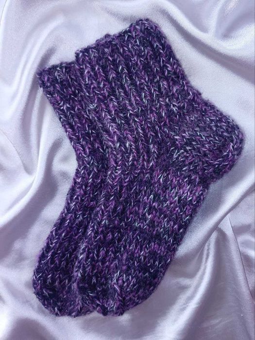 Вязаные шерстяные носки шерсть мохер ручная работа шкарпетки вовняні