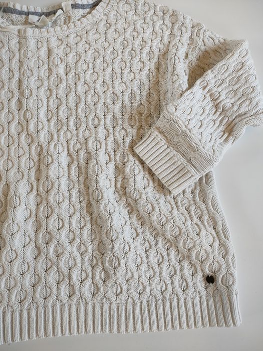 Biały lekki bawełniany sweter sweterek damski H&M 34 36