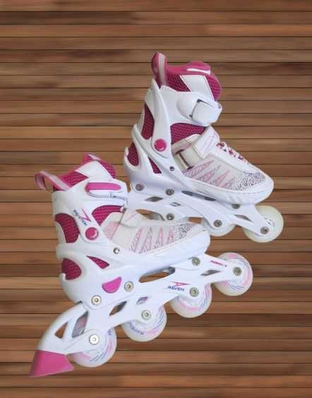 Raven Grace детские роликовые коньки White/Pink с LED колесами Польша