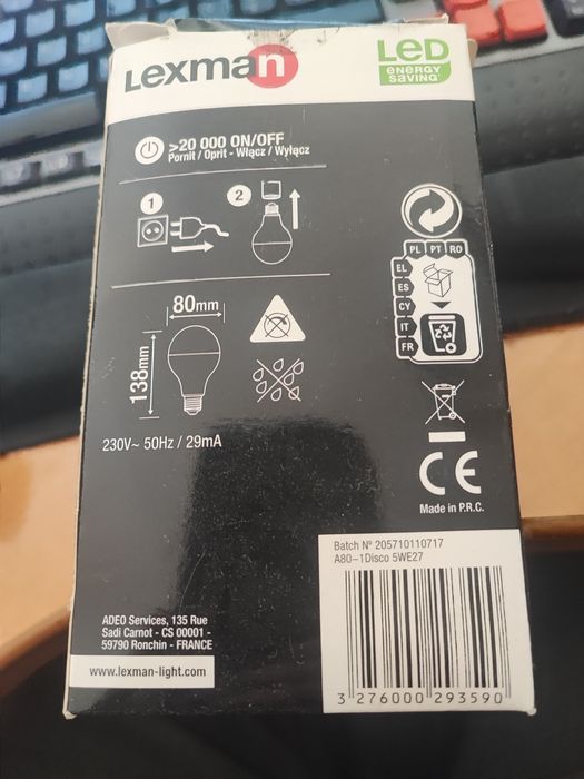 Lâmpada led decorativa e27 rgb lexman
