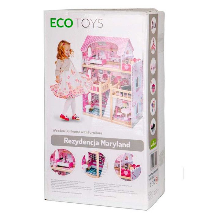 Кукольный домик EcoToys HM006391 Малиновая резиденция с подсветкой