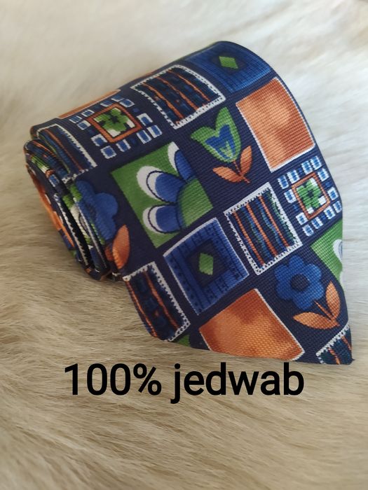 Krawat jedwabny kolorowy kwiaty Motivum