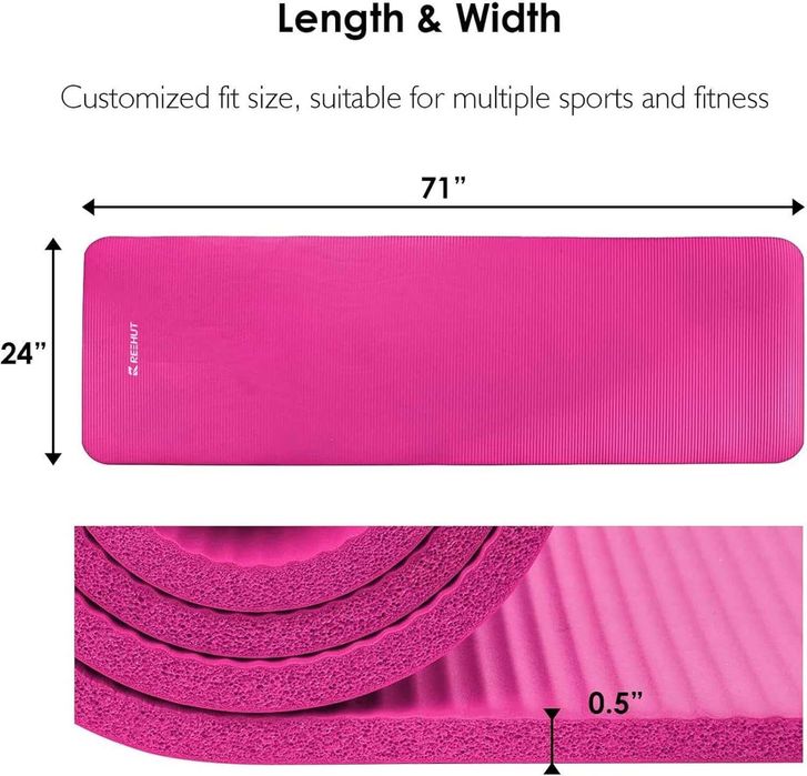 180x61 Reehut 12,7mm GRUBA MATA GIMNASTYCZNA DO ĆWICZEŃ Pink defekt