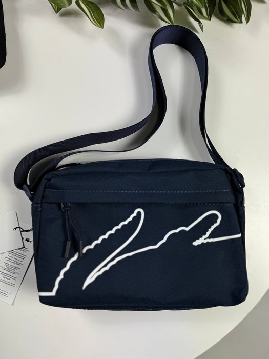 Сумка Lacoste Lacosta лакоста месенджер через плече чорна і синя