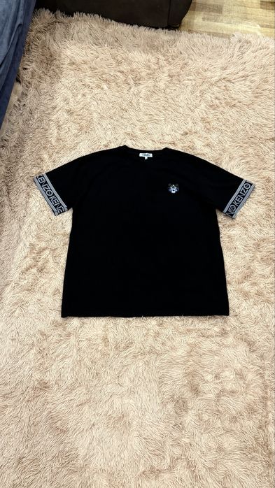 Чёрная Футболка kenzo на лампасах кензо оригинал xl