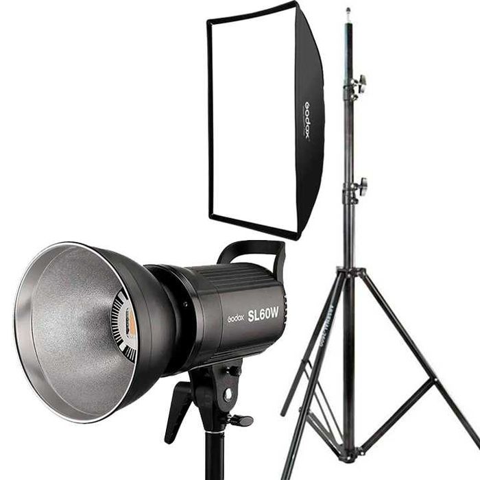 Набір постійного світла Godox SL60W Софтбокс парасолька Godox SB-BW6090 Стійка Arsenal ARS-2600 1,0-2,6 м
