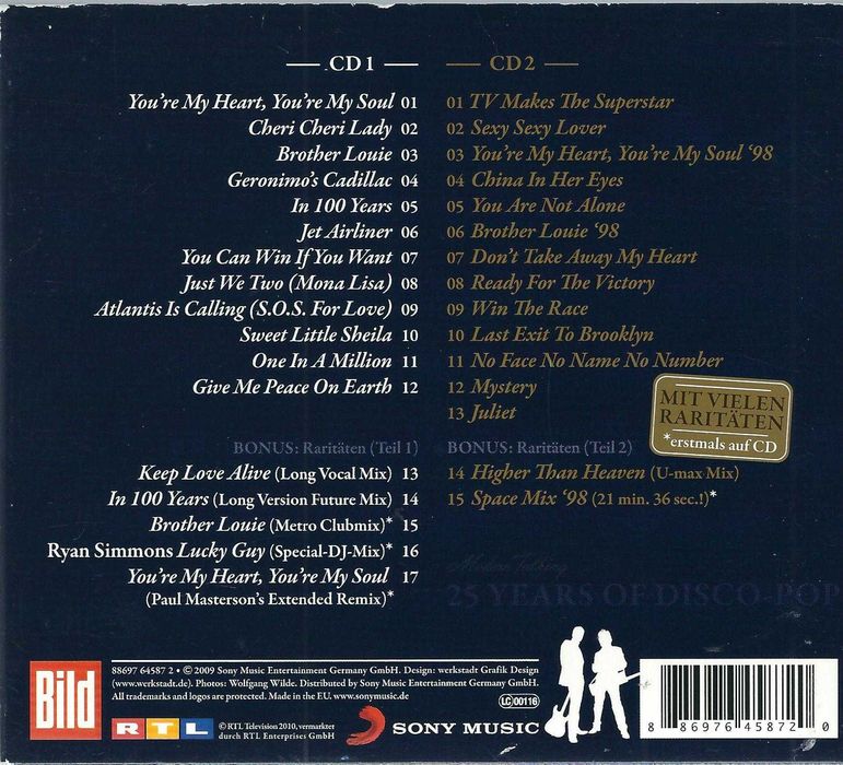 2 CD Modern Talking - 25 Years Of Disco-Pop (2009) Sony Music Digipak