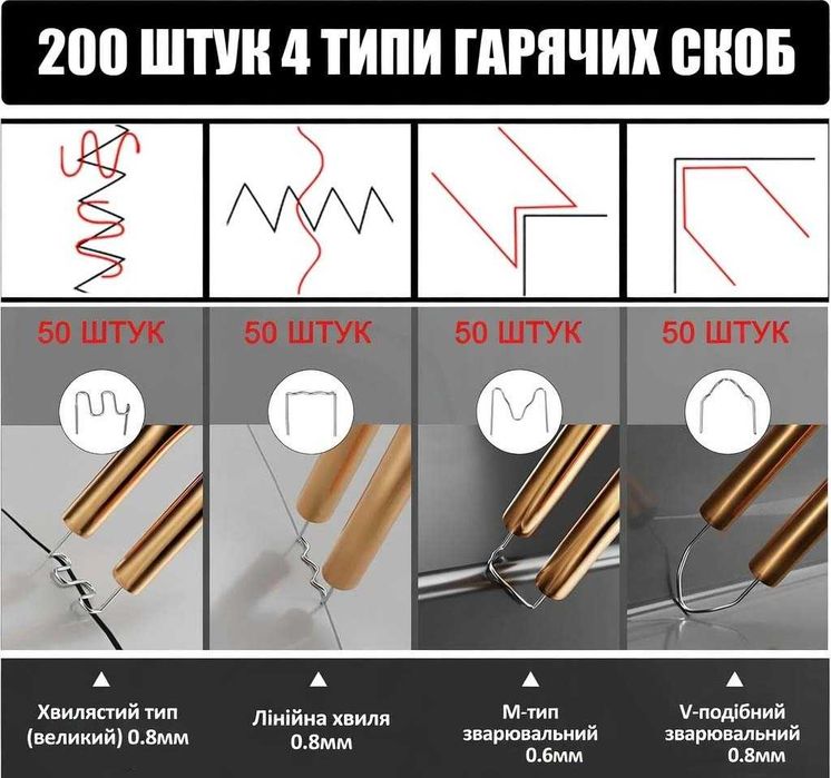 Паяльник для пластика Термостеплер Сварочный аппарат + 200 скоб