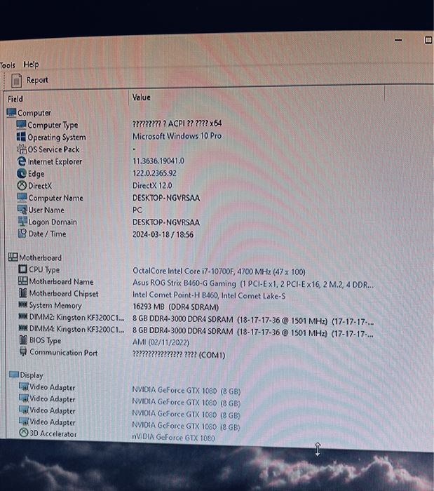 ПК Core i7-10700F/16GB RAM(2x8Gb)/Asus 1080 Turbo 8Gb/1Tb (2x500 SSD)