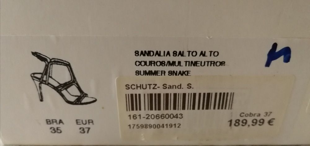 Sandálias Schutz, tam. 37, NOVAS