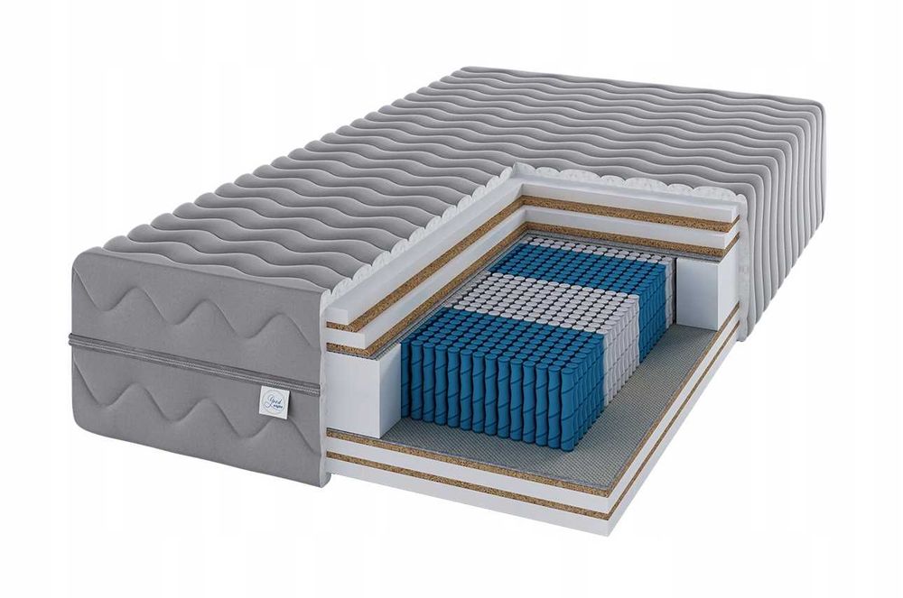 Materac Multipocket 4x kokos H5 H5 140x200x28 bardzo twardy szary