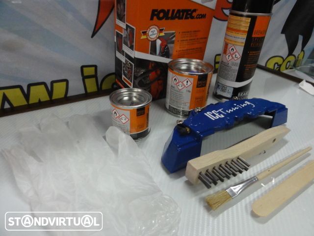 Tinta alta temperatura Foliatec de cor Azul Racing Brilhante para bombas / pinças travão, kit 3 c.