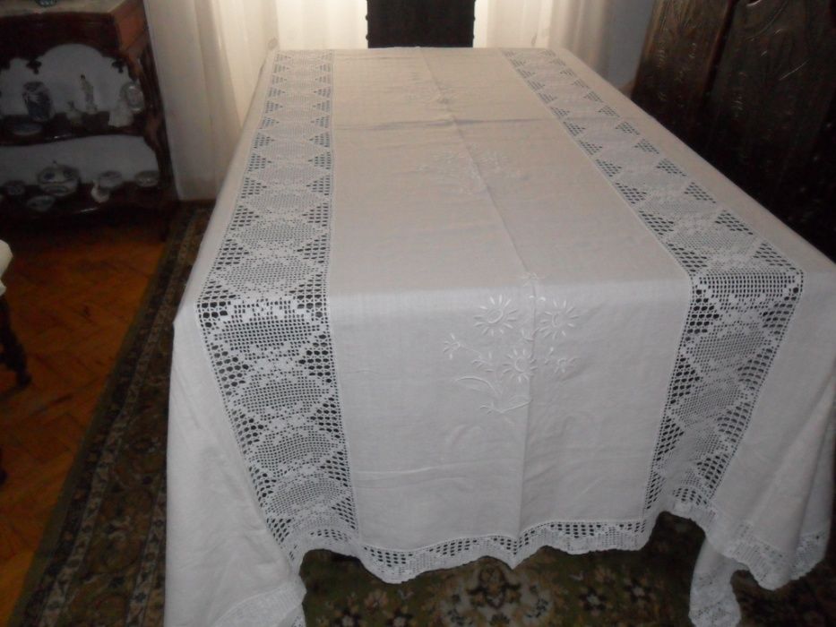 Antique linen and lace towel