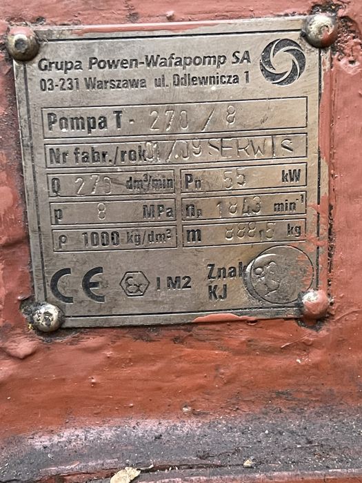 Pompa Wody Kopalniany Zespół pompowy T270/8