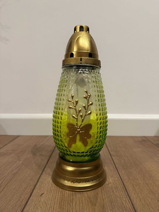 Duże znicze szklane zielone 29cm zestaw 4 sztuk