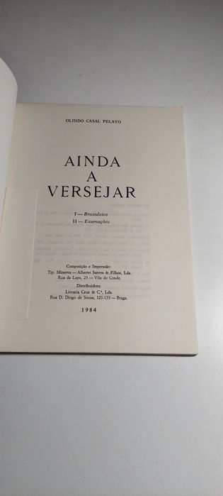 Ainda a Versejar (Sonetos) Olindo Casal Pelayo (1984)