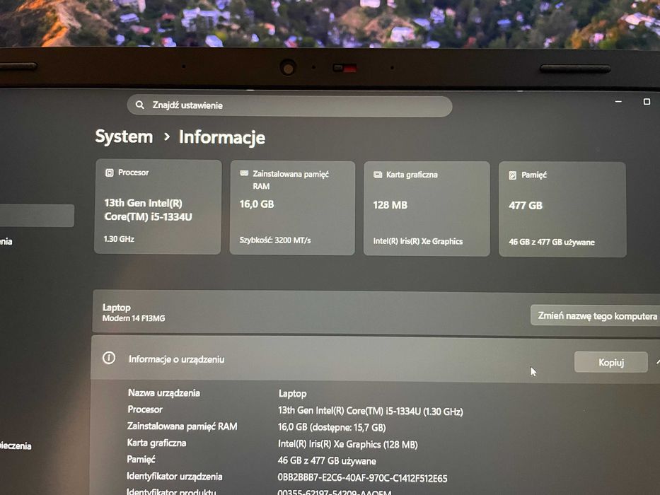 MSI Modern 14 – i5-1334U | 16 GB RAM | 512 GB SSD | Windows 11 Pro | gwarancja 2028