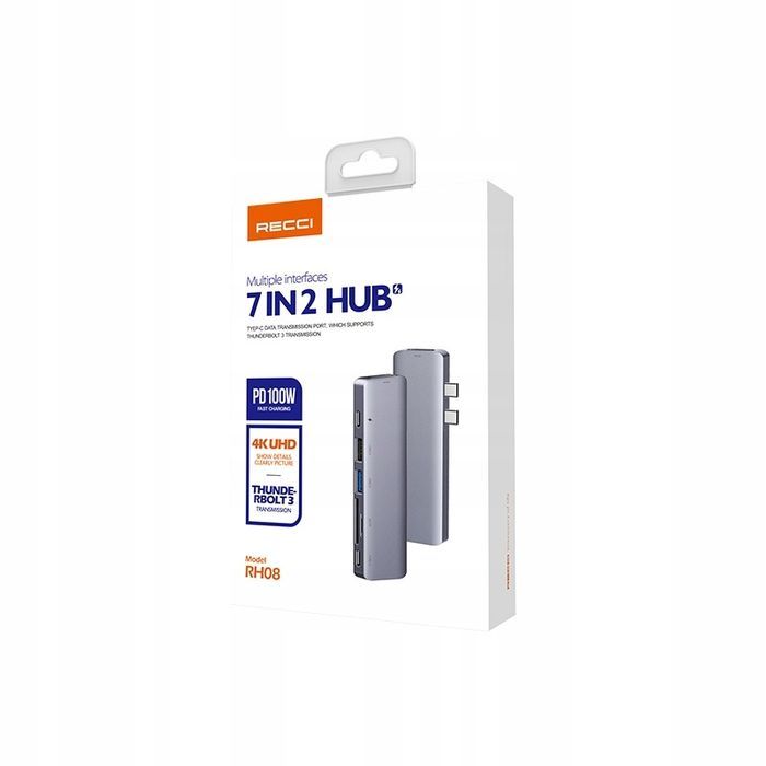 Mocny Adapter Hub Do Hdmi 4K Usb C 3.0 Karta Sd 100W Pd Do Macbook